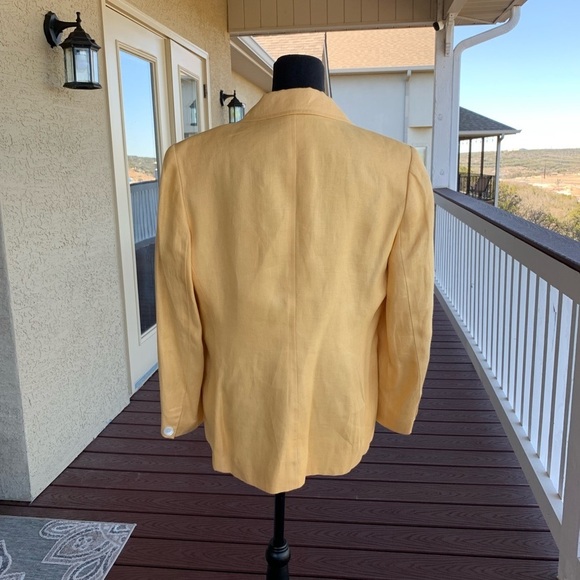 Talbots Yellow Linen‎ Padded Shoulder Blazer - Picture 2 of 14